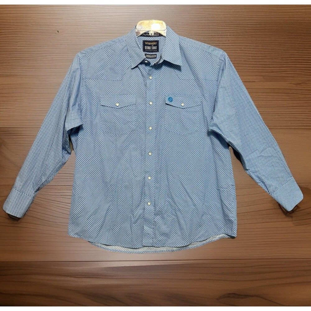 Wrangler George Strait Troubadour Mens Snap Shirt Sz XL  Blue Flip Cuff Western